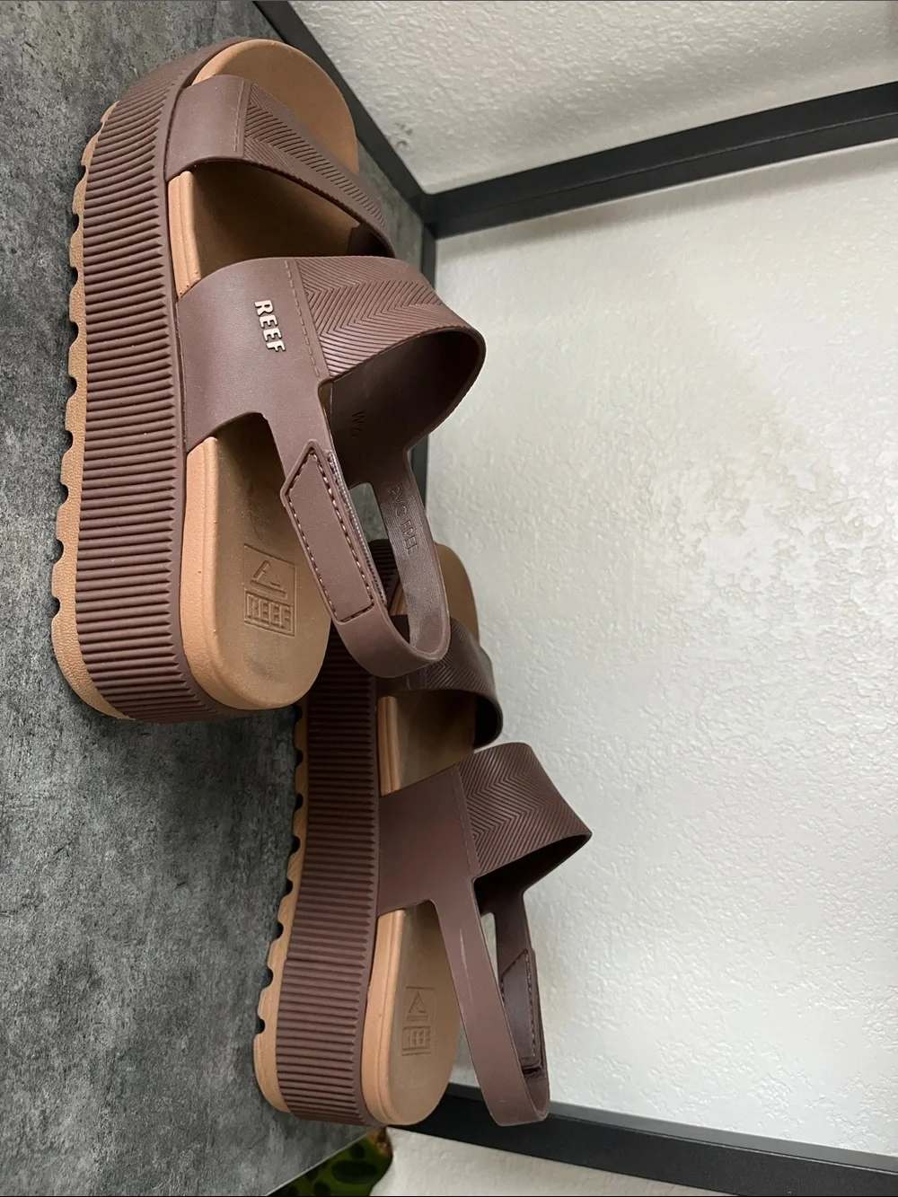 Reef Brown Chunky Platform Slingback Sandals